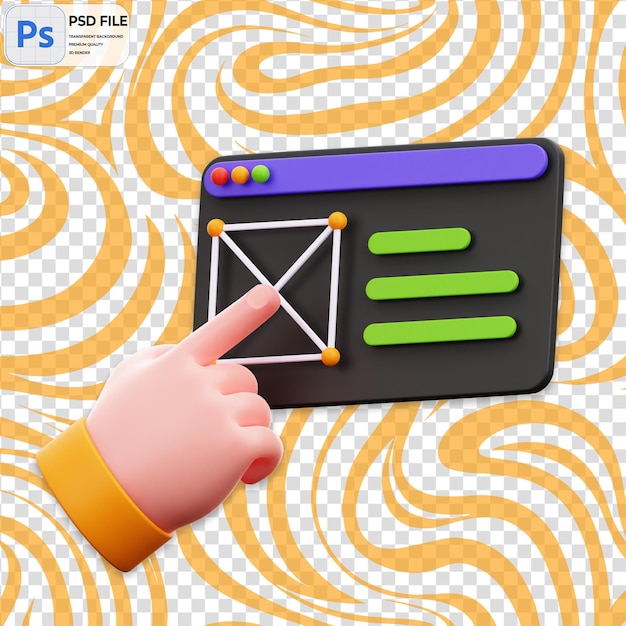 3D Web layout Render Icon Isolated PNG Illustration PSD Template