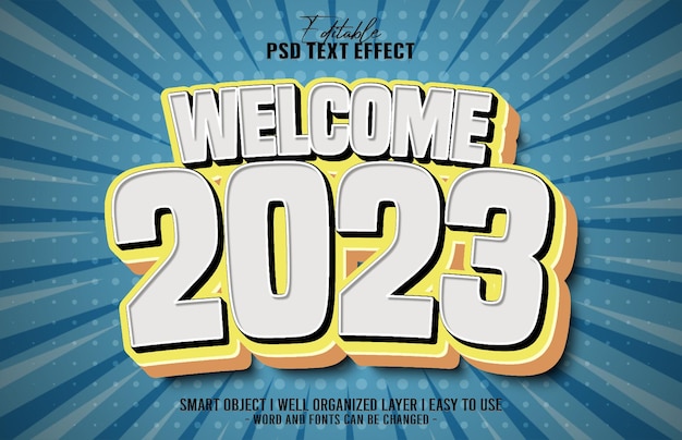 3d welcome 2023 editable text effect mockup template