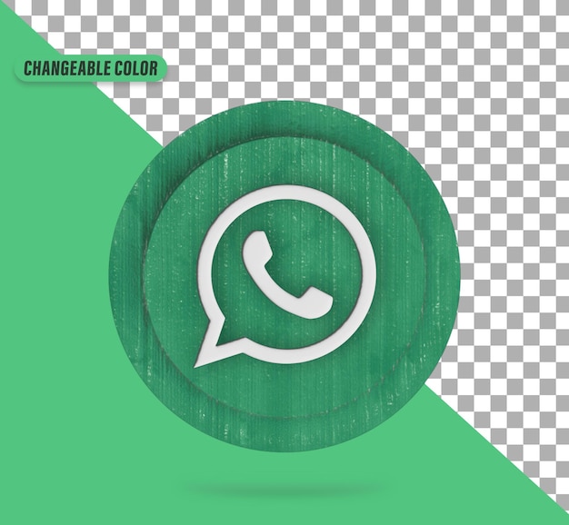 3d whatsapp icon on wodden circle