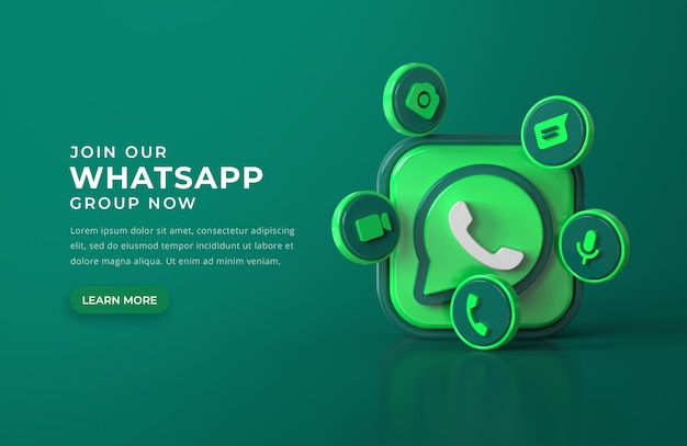 3d whatsapp logo with chat icons