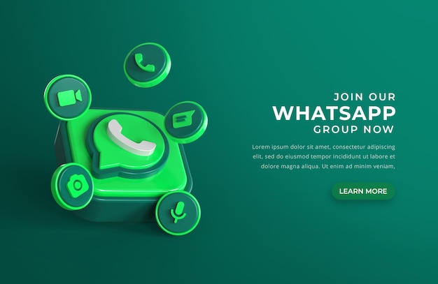 3d whatsapp logo with chat icons