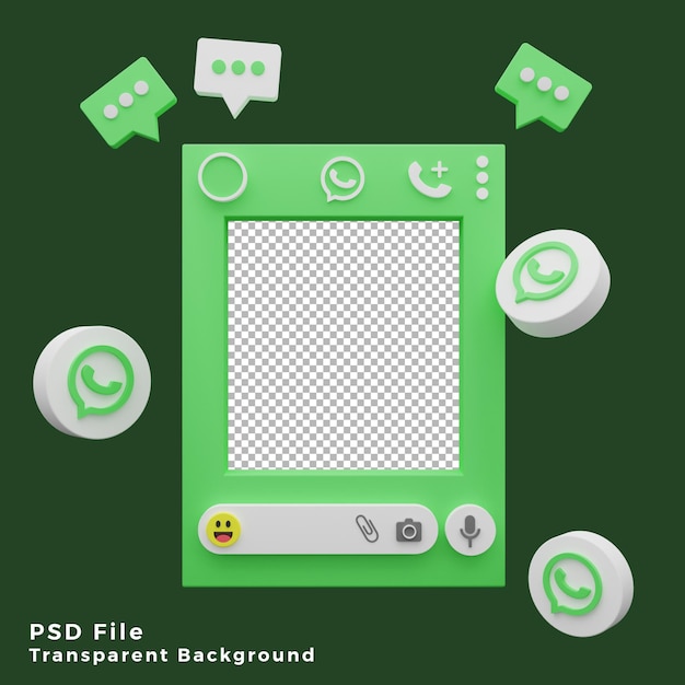 3d whatsapp mockup template asset with logo icon illustration high quality