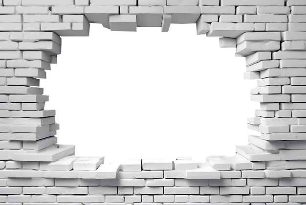 3d white brick wall with white background