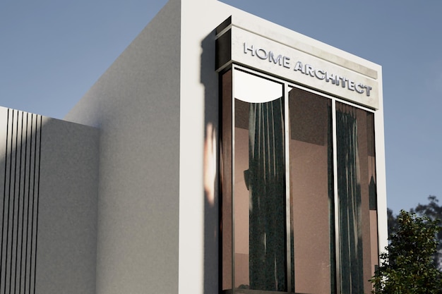 3d white logo mockup facade