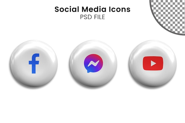 3d White Social Media Icons Pack