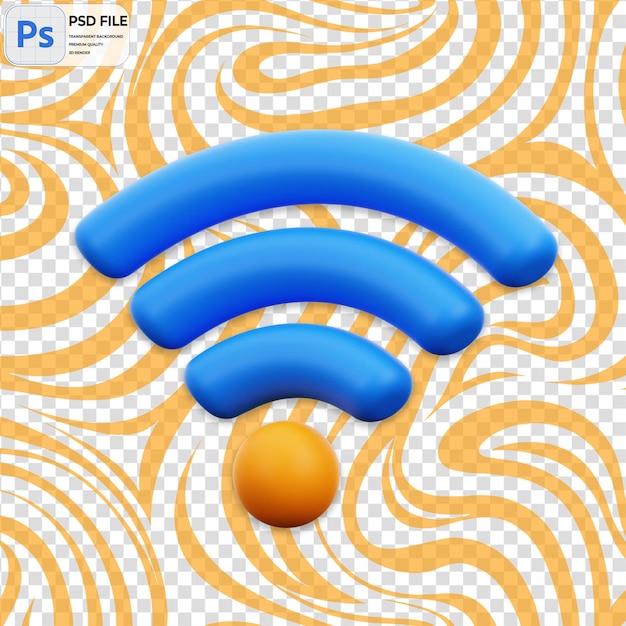 3D Wifi Signal Render Icon Isolated PNG Illustration PSD Template