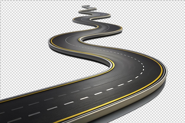 PSD 3d winding road curve on transparency background png