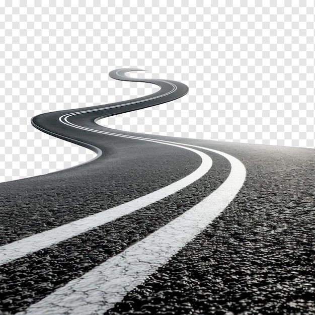 3d winding road curve on transparency background PSD