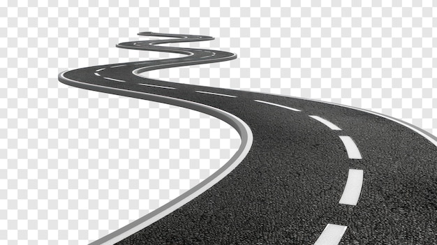 3d winding road curve on transparency background PSD