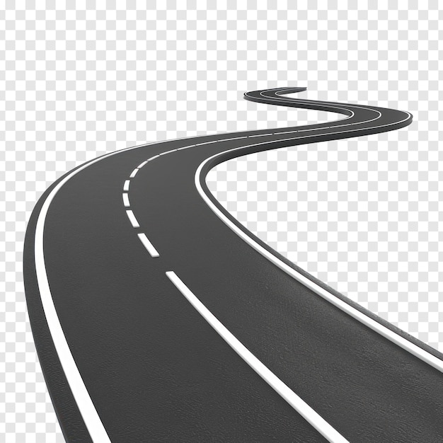 3d winding road curve on transparency background PSD