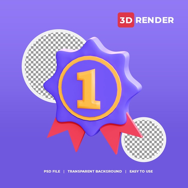 3d winner medal icon with transparent background