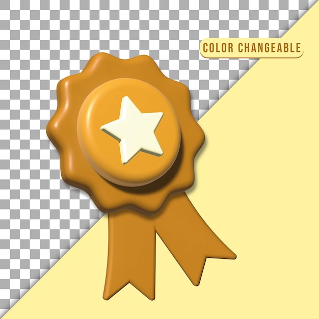 3d winner medal with star and ribbon