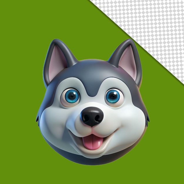 3d winter icon with husky on transparent