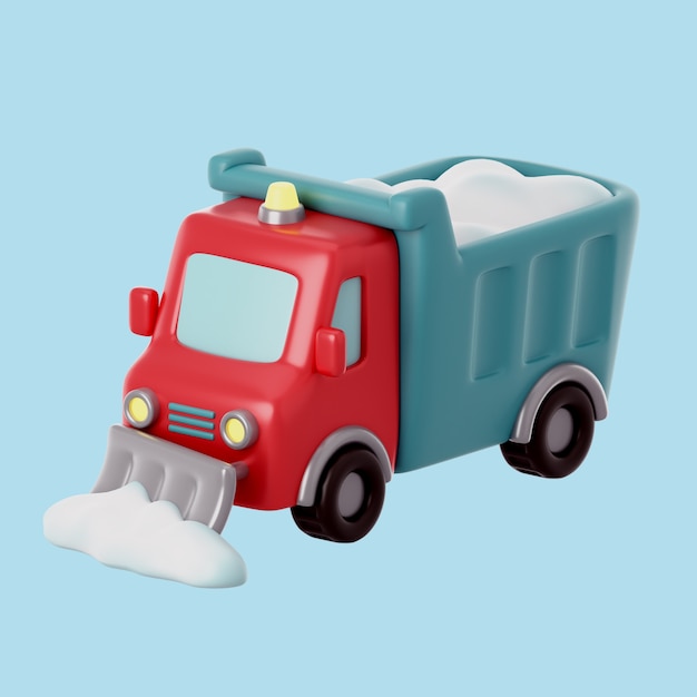 3d winter icon with snow truck