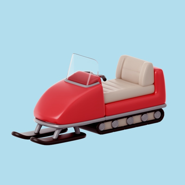 3d winter icon with snowmobile