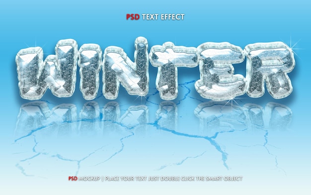 3d winter text effect mockup