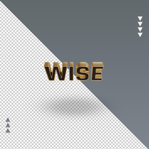 3d Wise black gold text rendering Top view