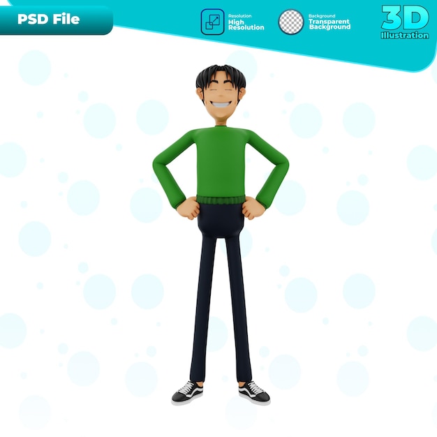 3D with arms akimbo gesture