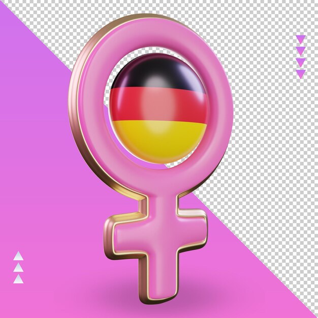 3d women day symbol Germany flag rendering left view