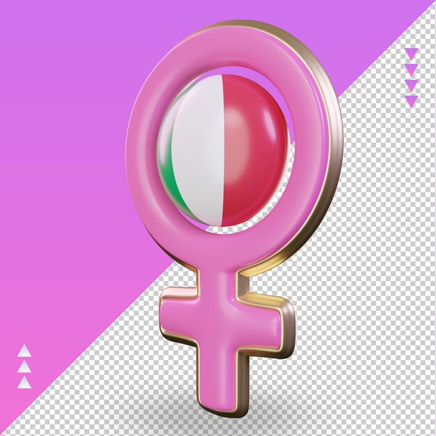 3d women day symbol Italy flag rendering right view