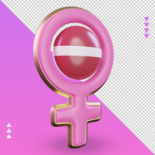 3d women day symbol Latvia flag rendering left view