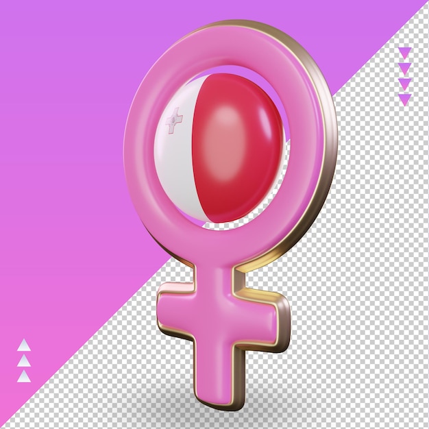 3d women day symbol Malta flag rendering right view