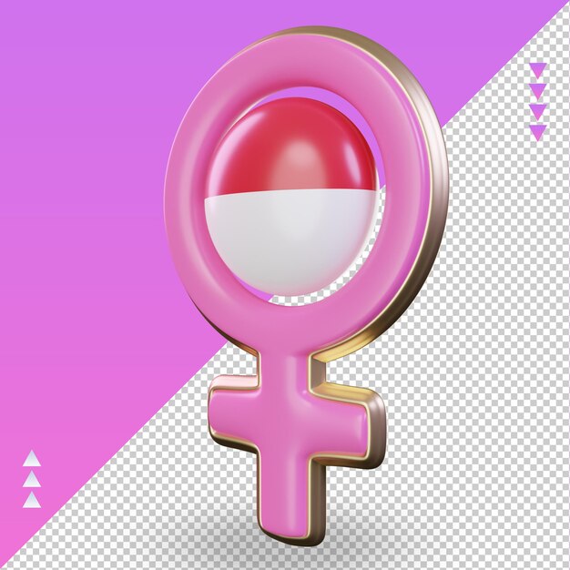 3d women day symbol Monaco flag rendering right view