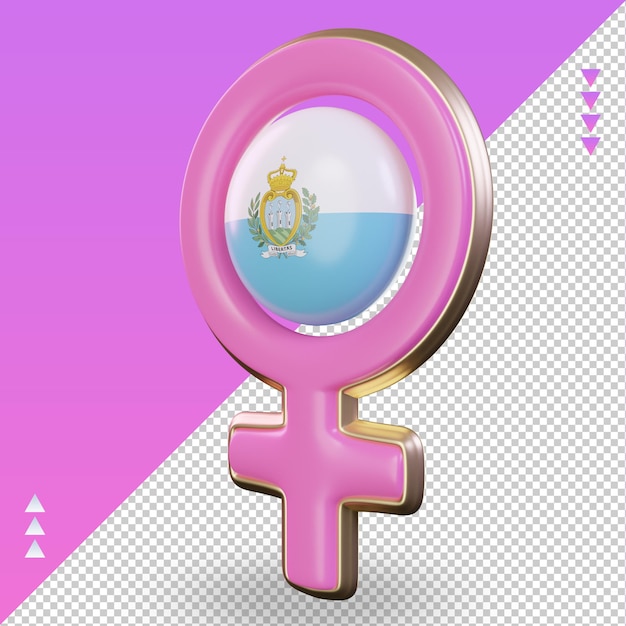 3d women day symbol San Marino flag rendering right view