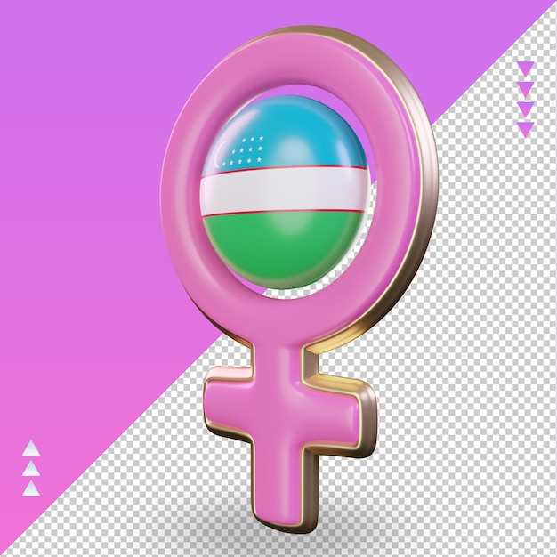 3d women day symbol Uzbekistan flag rendering right view