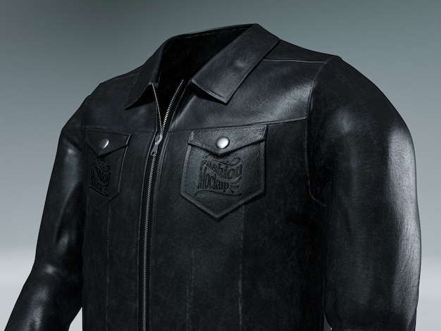 3d women's leather jacket mock-up