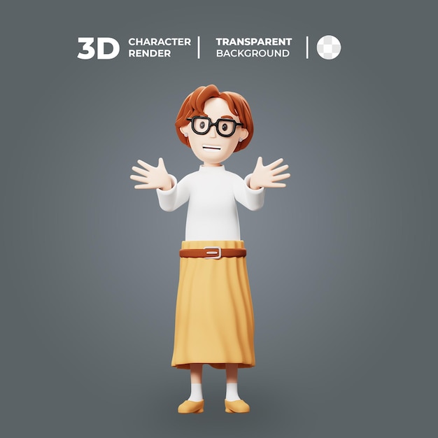 3D Women Teacher Character Happy