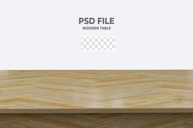 3d wood table top isolated on transparent