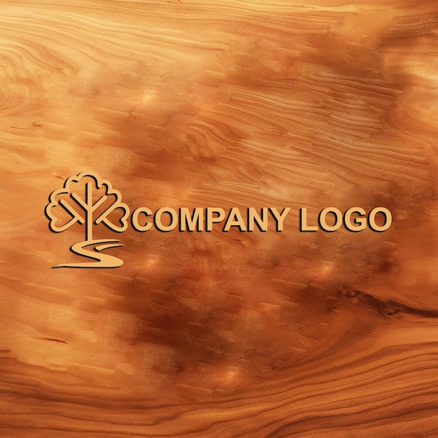 PSD 3d wooden logo mockup