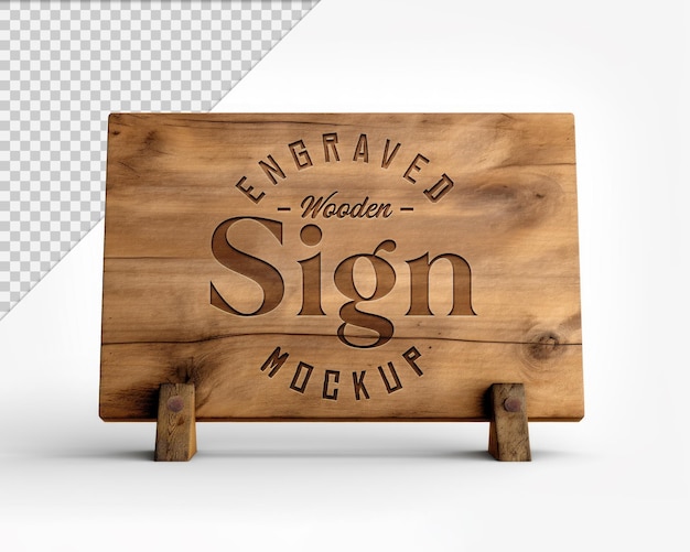 3D wooden sign mockup isolated customizable