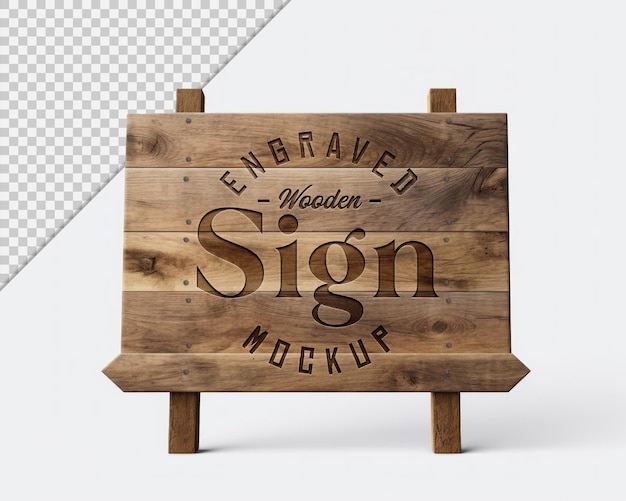 3D wooden sign mockup isolated customizable