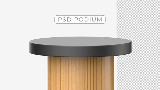 PSD 3d wooden table with black top podium