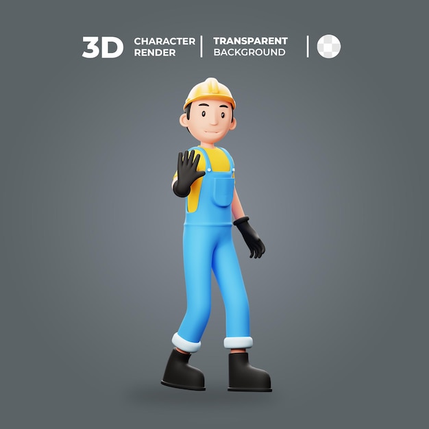 3D Worker Character Walking