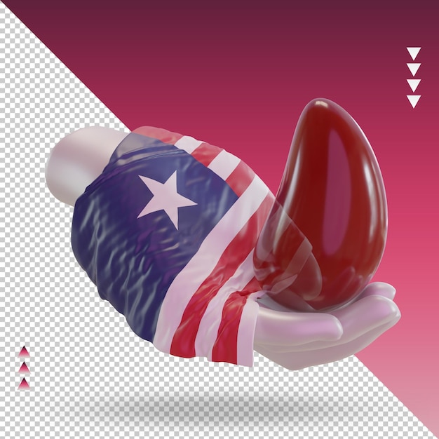 3d world blood donor day Liberia flag rendering left view