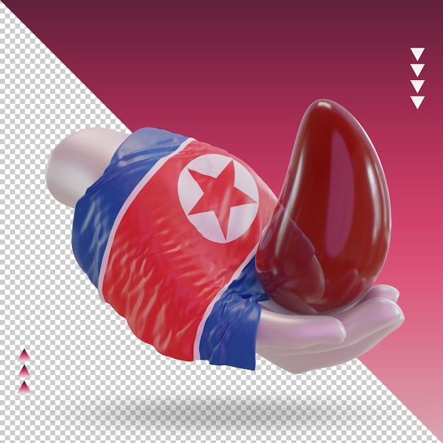 PSD 3d world blood donor day north korea flag rendering left view