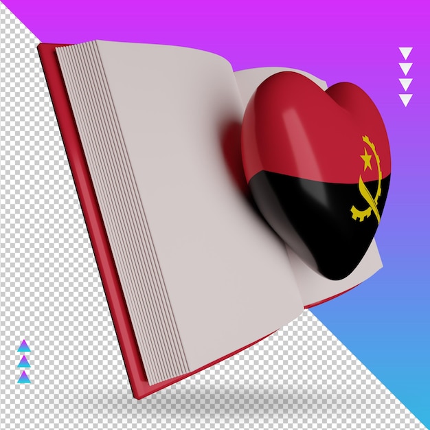 3d world book day Angola flag rendering left view