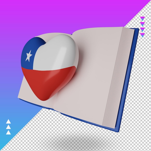 3d world book day Chile flag rendering right view