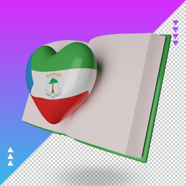 3d world book day Equatorial Guinea flag rendering right view