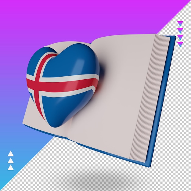 3d world book day Iceland flag rendering right view