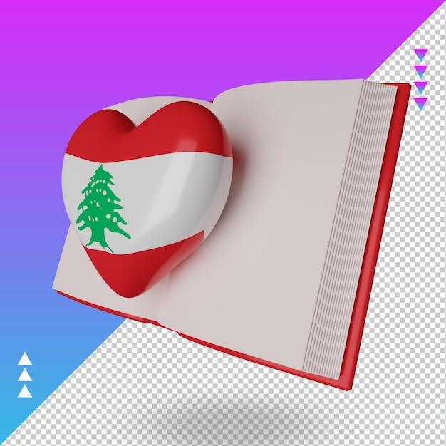 3d world book day Lebanon flag rendering right view