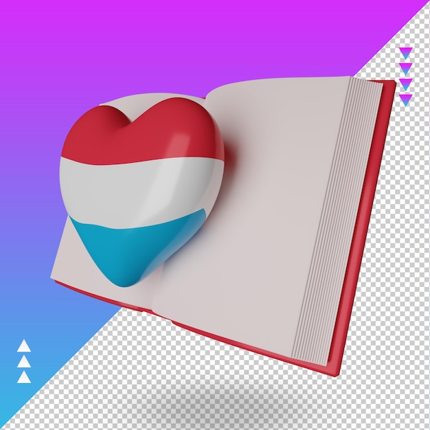 3d world book day Luxembourg flag rendering right view