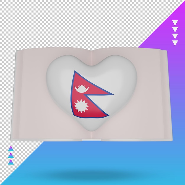 3d world book day Nepal flag rendering front view