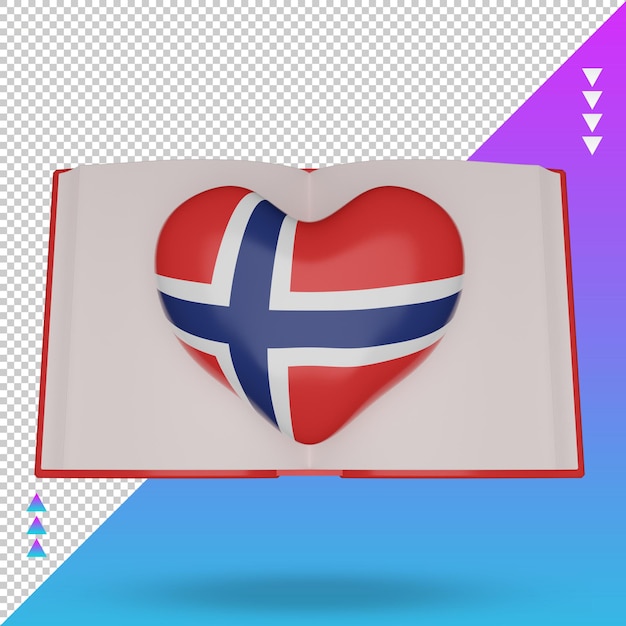 3d world book day Norway flag rendering front view