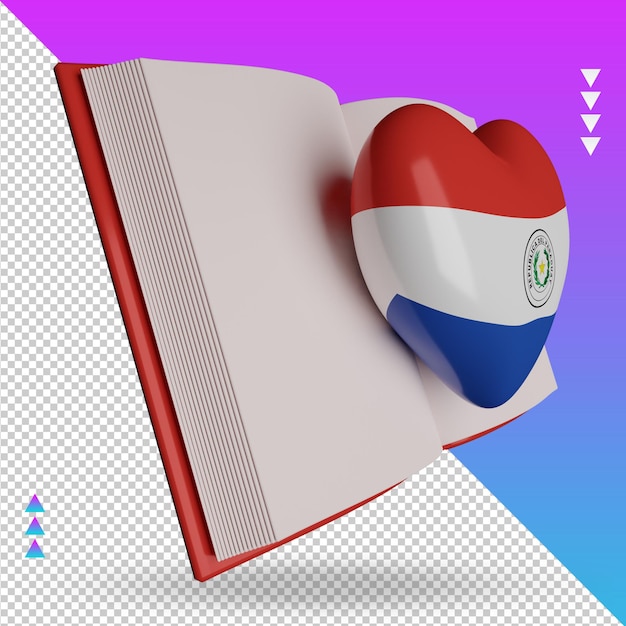 3d world book day Paraguay flag rendering left view