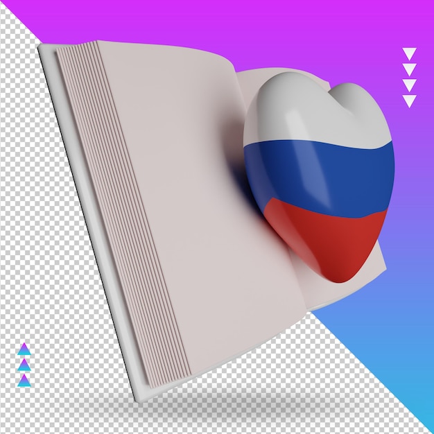 3d world book day Russian flag rendering left view