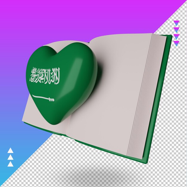 3d world book day Saudi Arabia flag rendering right view